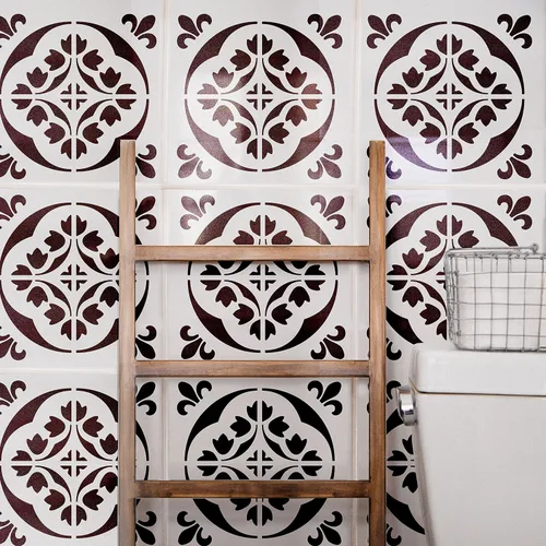 Miniatura 3 de Plantilla de azulejos de 12 x 12 pulgadas (paquete de 2) / Plantilla de pared y piso, reutilizable para pintura, muebles, paredes y suelos