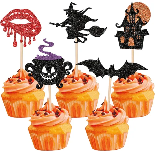 Miniatura 21 de 1 paquete de decoración de pastel de Halloween con purpurina para Halloween, fantasma, calabaza, pastel para casa encantada, bruja, calabaza, 7