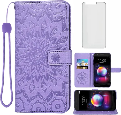Miniatura 10 de Funda de teléfono para LG K30 2018 5.3/Premier Pro LTE/Phoenix Plus/Harmony 2/K10/Xpression Wallet con protector de pantalla de vidrio templado Flip