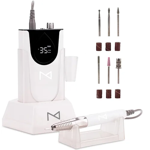 Miniatura 13 de M Max - Taladro de uñas profesional - Taladro de uñas con motor 2 en 1 sin escobillas - Eléctrico, inalámbrico, carcasa de aleación de aluminio