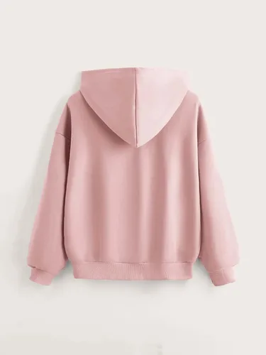 Miniatura 2 de Floerns Sudadera con capucha de manga larga con estampado gráfico de corazón para niñas