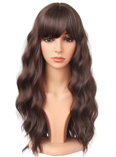 Miniatura 15 de Pelucas Bob Onduladas Negras Naturales a la Altura del Hombro Para Mujeres Pelucas Cortas Onduladas Con Flequillo Pelucas Sintéticas Onduladas