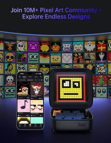 Miniatura 5 de Divoom Ditoo - Altavoz Bluetooth retro de arte pixelado con pantalla frontal de 16X16 LED controlada por aplicación (color negro)