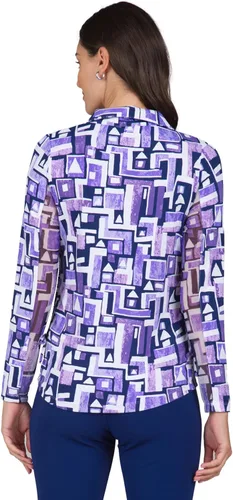 Miniatura 3 de IBKUL Athleisure Wear 48543 - Polo de manga larga con protección solar UPF 50+ Icefil Cooling Tech Jennifer Print de longitud ajustable