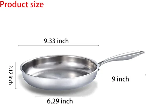 Miniatura 6 de DELARLO - Sartén de acero inoxidable de 8 pulgadas, sartén de inducción de tres capas compatible con hasta 600 ℉, calor rápido y uniforme, apto