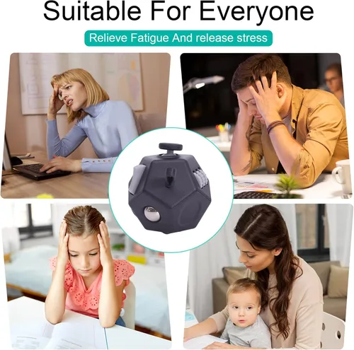 Miniatura 5 de UOOEFUN Mini Cubo de Juguetes Fidget, Cubo de Juguetes de 12 Lados para Aliviar el Estrés, Ansiedad, Depresión, Autismo para Niños y Adultos, Mejora
