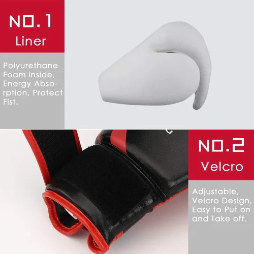 Miniatura 5 de Wesing - Guantes de boxeo profesionales para hombres y mujeres, guantes de boxeo para kickboxing, guantes de entrenamiento para adultos y niños Rojo