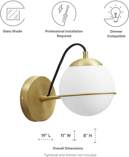 Miniatura 6 de Modway EEI-5308-OPA-GLD Aplique de pared Hanna, ópalo