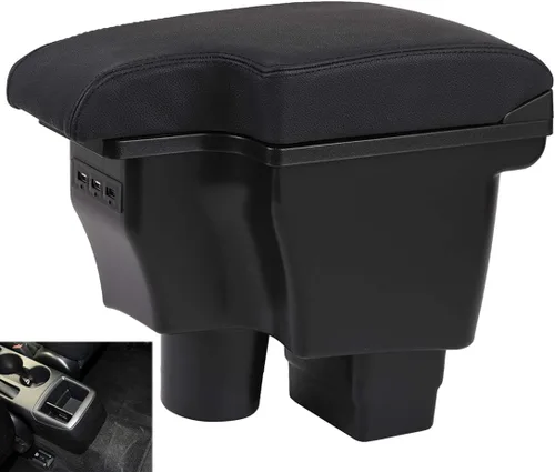 YJYWZH Caja de reposabrazos de doble capa para Mazda CX-3 2015-2018 consola central de almacenamiento interior del automóvil con 3 puertos USB,