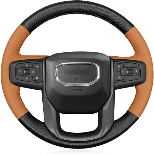 Miniatura 16 de MEWANT Funda para Volante para GMC Sierra 1500 / Sierra 1500 Limited/Sierra 2500 / Sierra 3500/ Yukon (XL) Envoltura de Volante Cosida a Mano