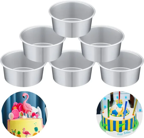 Miniatura 9 de Nuenen 12 moldes redondos de aluminio redondos para tartas de queso para tartas de queso para el hogar, fiesta, suministros para hornear (4 pulgadas)