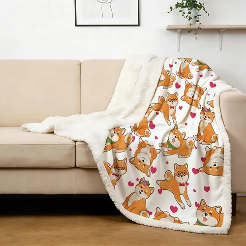 Miniatura 41 de BlessLiving Golden Retriever - Manta con patrones densos de perros, manta de forro polar Sherpa para sofá cama, manta suave y acogedora