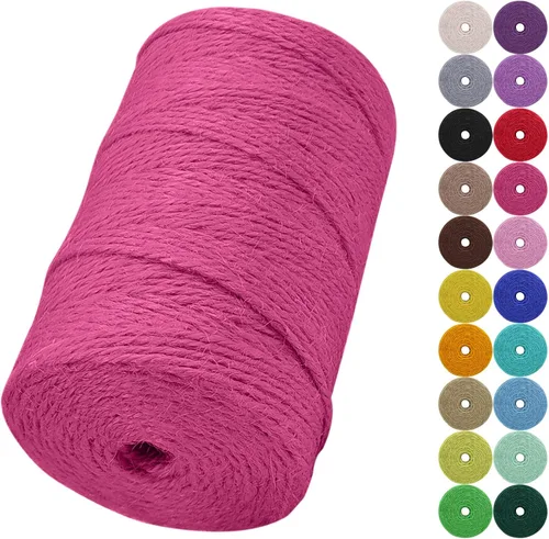 Miniatura 13 de Cuerda de yute natural de 0.079 pulgadas y 328 pies para manualidades, cuerda de yute de colores de 3 capas para envoltura de regalos, jardinería