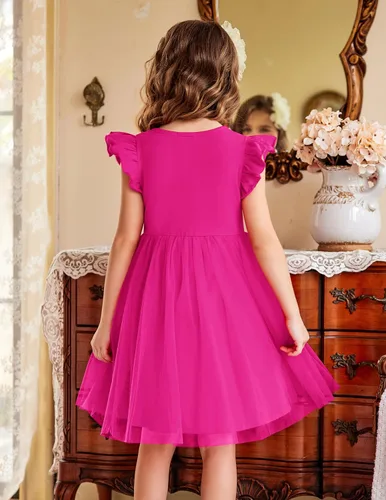 Miniatura 3 de Arshiner Vestido tutú para niñas pequeñas, vestidos de verano esponjosos, vestidos casuales de fiesta de tul para niños de 2 a 6 años