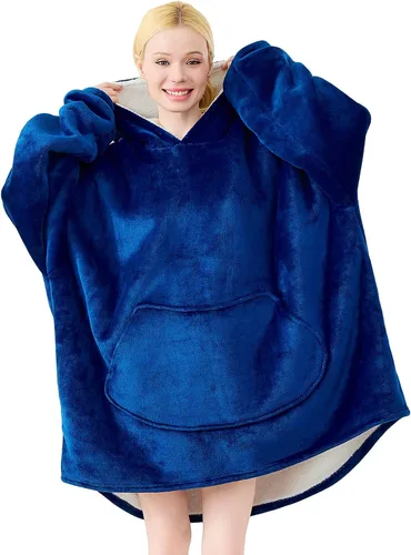 Miniatura 18 de Moinlizy - Sudadera con capucha tipo manta extragrande, portátil con capucha y bolsillo, de grueso sherpa, para mujeres y hombres adultos