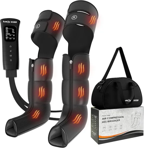 Masajeador de piernas con calor y compresión, máquina de compresión de piernas y botas de compresión para circulación, 6 modos y 3 niveles de
