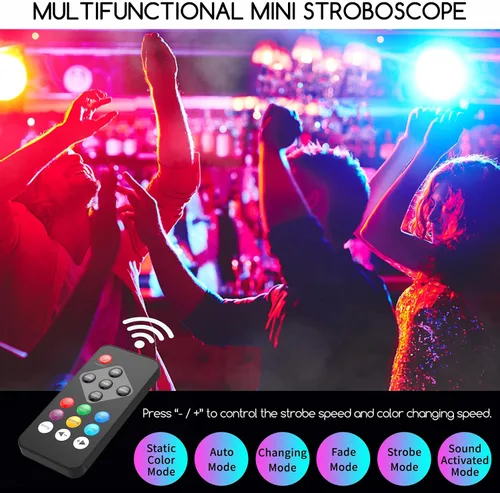 Miniatura 3 de Telbum luces estroboscópicas, 54 luces LED RGB súper brillantes, luz estroboscópica mini para fiestas, luces estroboscópicas de Halloween