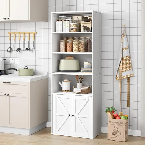 Miniatura 3 de IDEALHOUSE Estantería industrial con puertas de 11.8 pulgadas de profundidad, estantes de almacenamiento de 71.4 pulgadas de alto, estanterías