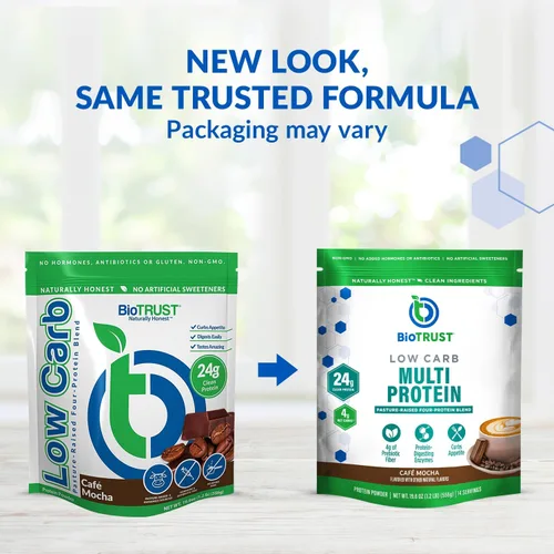 Miniatura 2 de BioTrust Proteína en polvo baja en carbohidratos: deliciosa mezcla de suero de leche y caseína de vacas alimentadas con pasto sin hormonas, sin OMG