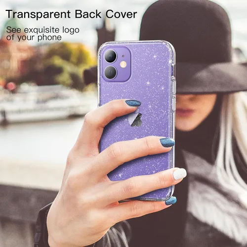 Miniatura 4 de JETech Funda con purpurina para iPhone 12/12 Pro, 6.1 pulgadas, a prueba de golpes, bonita funda brillante para mujeres y niñas (transparente)