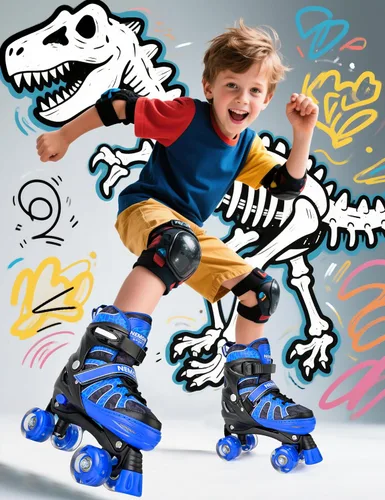 Miniatura 5 de NEMONE - Patines de sirena con ruedas iluminadas y 4 tamaños ajustables para niñas, azul y morado, para niños pequeños, para principiantes, de B