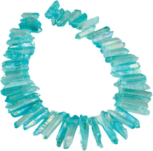 Miniatura 8 de rockcloud rocas naturales de cristal, cubiertas de titanio, cuarzo claro, en punta, hebra de 15 pulgadas