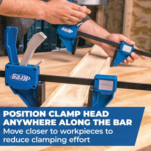 Miniatura 4 de Kreg VersaGrip - Abrazadera de barra de agarre rápido para carpintería - Cuenta con tecnología GripMaxx - Cabezal extraíble para uso como esparcidor