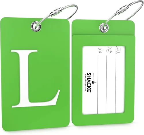 Miniatura 143 de Etiqueta de equipaje con inicial, totalmente flexible, con aro de acero inoxidable, letra G