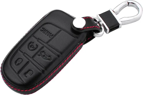 Funda para llavero de cuero genuino para Jeep Compass Grand Cherokee/para Dodge Challenger Charger/Para Chrysler 200 300/Para Fiat 500 Car Remote