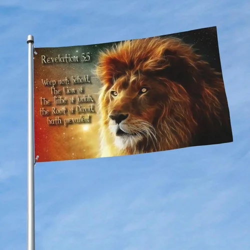 Bandera decorativa de la tribu de Judá, león, de 3 x 5 pies, adecuada para festivales de fiesta al aire libre en el patio