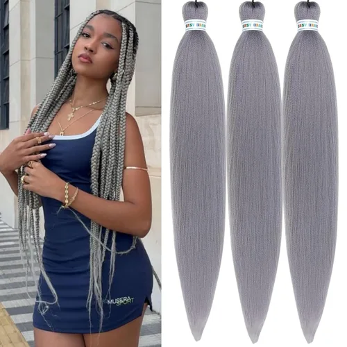 Miniatura 12 de Cabello estirado de fibra Kanekalon para trenzar con cabello humano, color oro rosado, 30 pulgadas