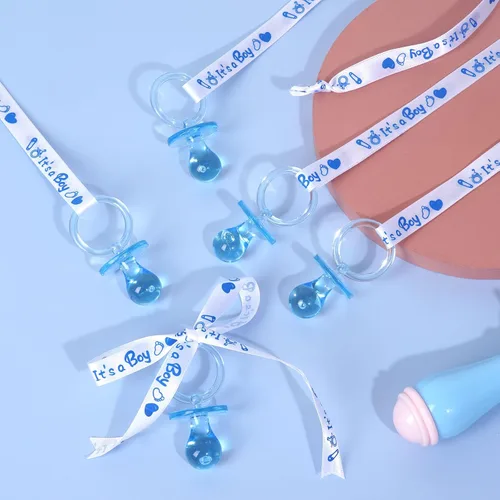 Miniatura 4 de 72 bonitos collares de chupete para niños y niñas, juego de collar acrílico para chupete para regalos de baby shower, fiesta de revelación de Azul