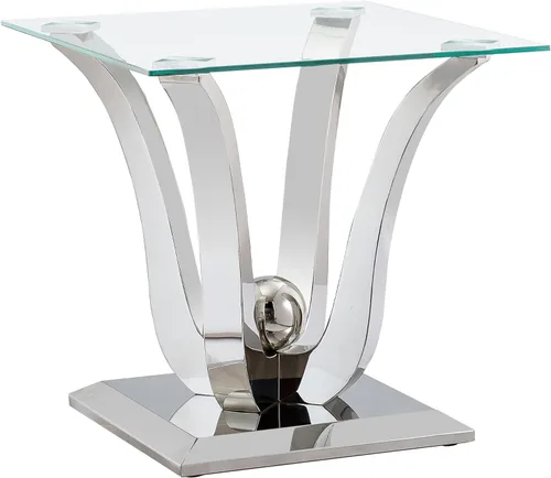 Miniatura 76 de Mesa de centro de cristal de lujo, mesa de centro de sofá de 47 pulgadas con marco de acero inoxidable dorado y parte superior de vidrio negro, mesa