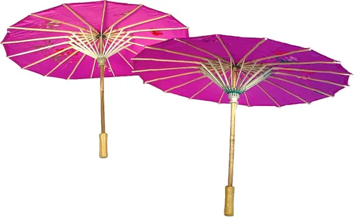 Miniatura 4 de TJ Global Pack de 2 sombrillas japonesas chinas tamaño 22.0 in para bodas, fotografías, disfraces, cosplay, decoración y otros eventos, 2 paraguas