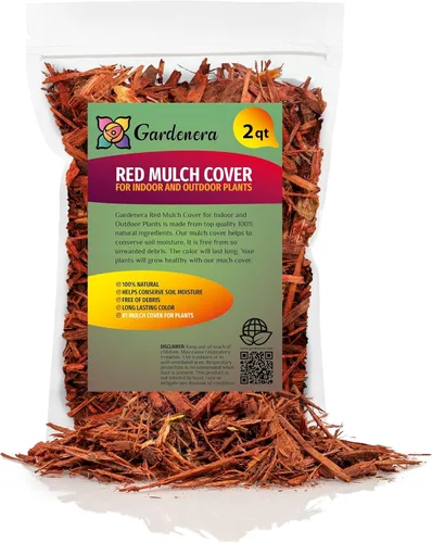 GARDENERA Red Mulch - Mantiene el equilibrio de humedad y temperatura del suelo para un crecimiento óptimo de las plantas, 2 cuartos de galón