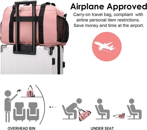 Miniatura 3 de Pequeña bolsa de viaje para mujeres y hombres, bolsas de gimnasio con bolsillo húmedo y compartimento para zapatos, bolsa de hospital de compras