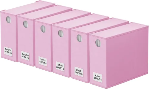 Miniatura 11 de SpaceAid Paquete de 6 organizadores y almacenamiento de sábanas, organizador de sábanas plegable con ventana para armario de lino, juego de carpetas