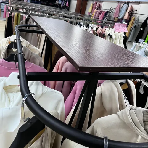Miniatura 7 de Perchero redondo para ropa, estante de ropa comercial de pie, perchero ovalado de hierro para colgar ropa, para dormitorios, exhibición de Negro