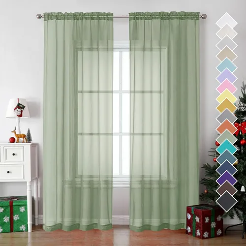 Miniatura 46 de OVZME Cortinas traslúcidas, ligeras, suaves, para estudio, sala de estar y dormitorio, juego de 2 paneles, 42 pulgadas de ancho x 84 pulgadas