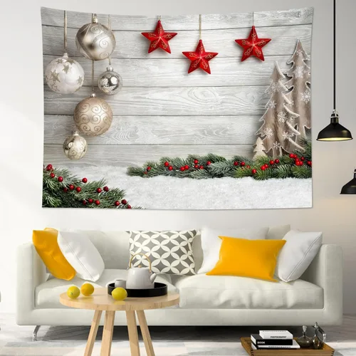 Miniatura 3 de HVEST Tapiz de bosque de invierno para colgar en la pared, montaña, nieve y pino, exterior, ventana de Navidad, arte de pared, tapiz de invierno
