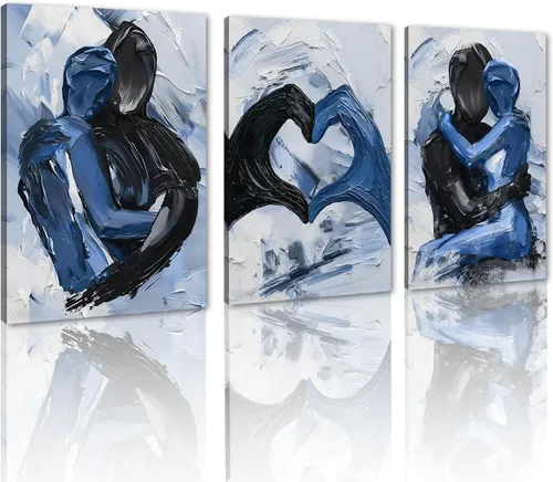 Miniatura 54 de Novatique 3 piezas de arte de pared sexy en blanco y negro para parejas desnudas, decoración de pared abstracta de amor para mujeres y hombres, arte