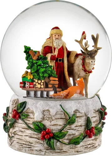 Miniatura 3 de Bola de nieve musical de Santa de 120 mm con renos de The San Francisco Music Box Company