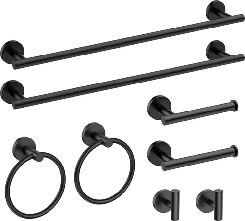 Miniatura 12 de USHOWER Juego de accesorios de baño de níquel cepillado, juego moderno de barra de toalla de 24 pulgadas montado en la pared, juego de accesorios