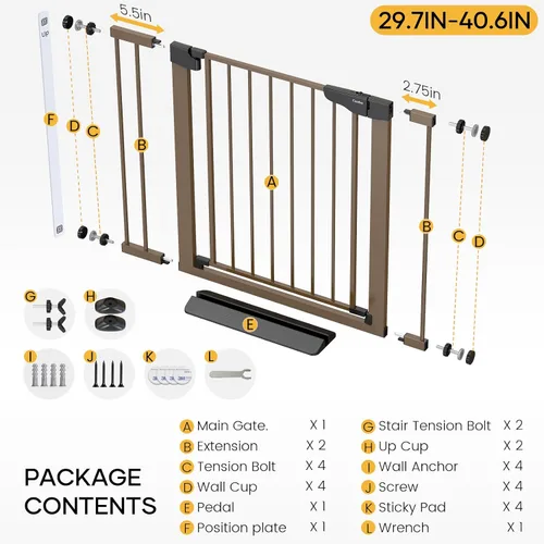 Miniatura 9 de Cumbor Puerta para bebés de 29.7-40.6 pulgadas para escaleras, puerta de perro ganadora de los premios Mom's Choice Awards para puertas, puertas