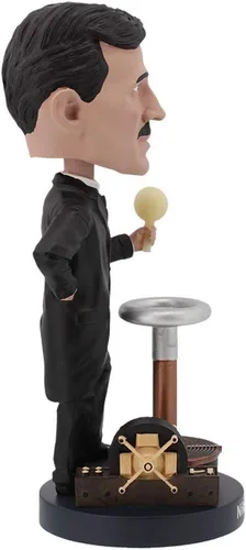 Miniatura 4 de Royal Bobbles Nikola Tesla Bobblehead, figura realista de poliresina premium, número de serie único, detalles exquisitos