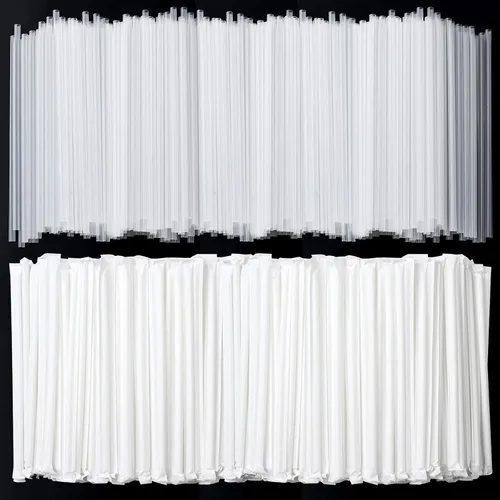 Miniatura 11 de ALINK 1000 popotes desechables de plástico de colores surtidos, pajitas rectas envueltas individualmente, 7.75 x 0.23 pulgadas