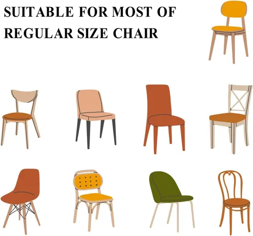 Miniatura 6 de Paquete de 4 fundas de lino beige para sillas de comedor, color liso puro, lavable, extraíble, fundas para sillas de respaldo, funda de respaldo