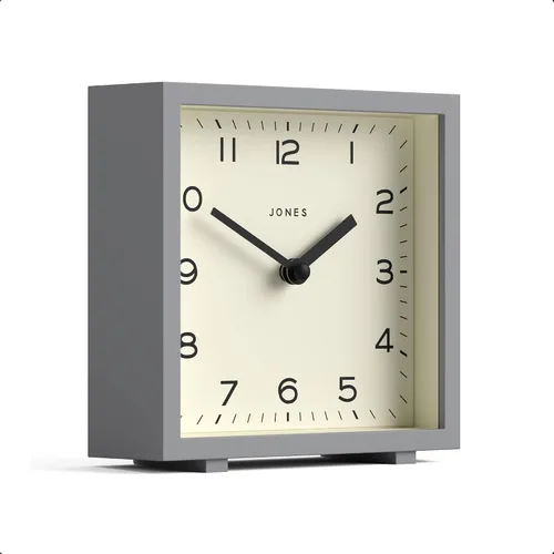 Miniatura 9 de JONES CLOCKS® Reloj de escritorio disco Elegante diseño cuadrado Negro Elegante y fácil de leer para estante, mesa, mantel o mesita de noche