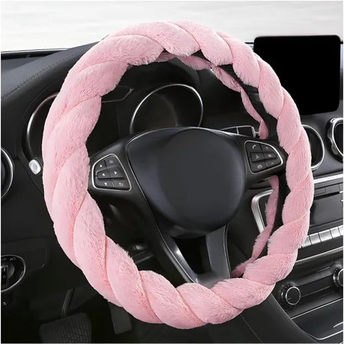Miniatura 8 de KVAEY - Funda para volante de coche de felpa suave, de 15 pulgadas, antideslizante y redonda, protector de volante de invierno, funda de volante
