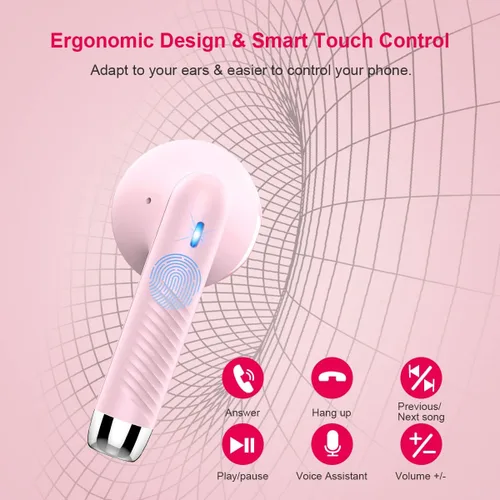 Miniatura 6 de Auriculares inalámbricos, auriculares Bluetooth 5.4 con graves estéreo, auriculares Bluetooth en el oído con cancelación de ruido y micrófono